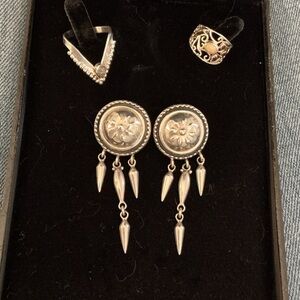 Boho Sterling Earrings WITH Two Sterling Rings